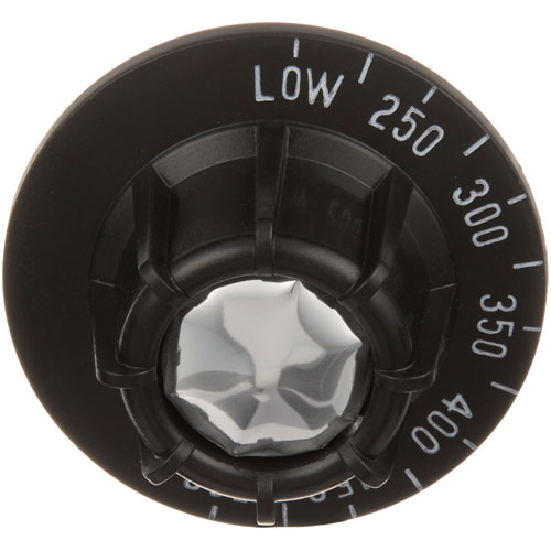Hobart 15059 Flat Down Thermostat Knob For Oven Dial, 2-1/2" DIA, LOW-250-500F, Mount .290", Position Flat at 260F